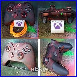 (1) XBOX ONE ELITE WIRELESS CONTROLLER CUSTOM GEARS OF WAR KIT WithRED LED