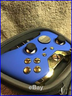 Elite Xbox One 1 Controller Custom BLUE SHELL, GOLD Led, Buttons, ABXY