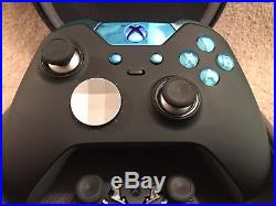 Elite Xbox One 1 Controller -Custom WHITE SHELL, LBLUE Led, Buttons, ABXY Letters