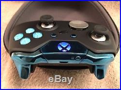 Elite Xbox One 1 Controller -Custom WHITE SHELL, LBLUE Led, Buttons, ABXY Letters