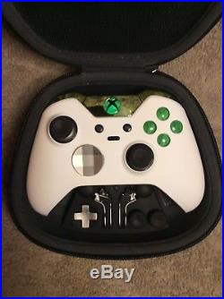 Elite Xbox One 1 Controller Custom WHITE Shell, GREEN Led, Buttons, ABXY Letters