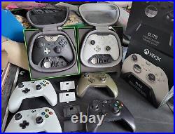 Lot of 6 Microsoft Wireless Xbox One, elite Controllers with boxes accessories