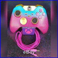 XBOX ONE ELITE WIRELESS CONTROLLER CUSTOM OMBRE TEXTURED WithPINK/PUR LED