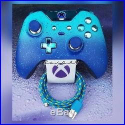 Xbox One Elite Wireless Controller Custom Ombre Splatter Blue & Green Blue/led
