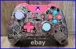 Xbox One Elite Wireless Controller Custom Sugar Skull Hydro DI Pink/pur Led