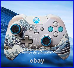 Xbox One Elite Wireless Controller Custom Water Wave Soft Touc Blue Led