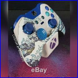 Xbox One Elite Wireless Controller Custom Water Wave With Scuf Blue Led